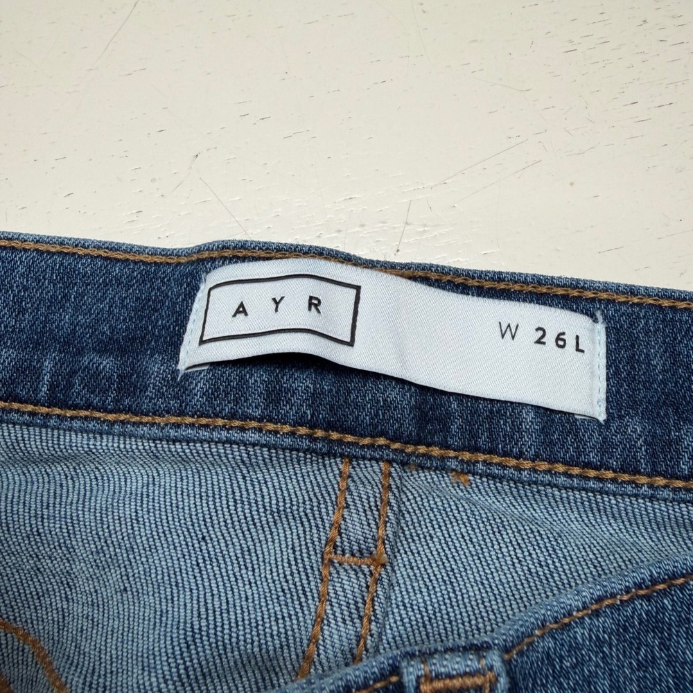 AYR Straight Leg Jeans Blue Medium Wash Women's Size 26L The Pop Flared - Picture 4 of 7